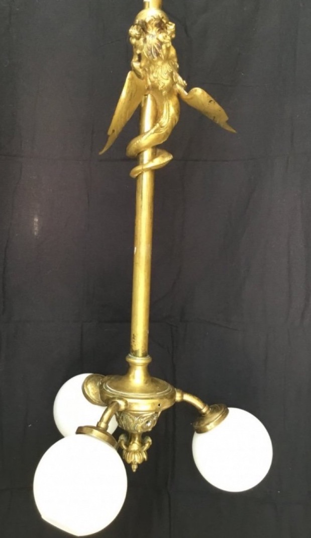  Dragon Staircases Chandelier (148 Cm) In Gilded Bronze, Nap III-photo-6