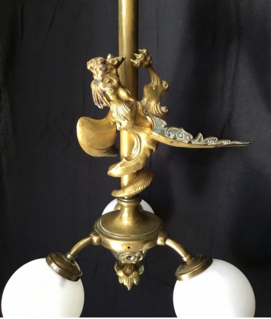  Dragon Staircases Chandelier (148 Cm) In Gilded Bronze, Nap III