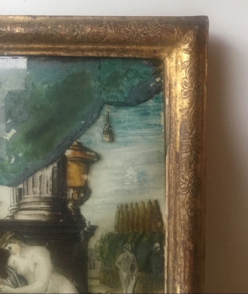 FIXÉ SOUS VERRE Moïse  enfant  DANS UN CADRE PROVENÇAL, XVIIIÈME-photo-4