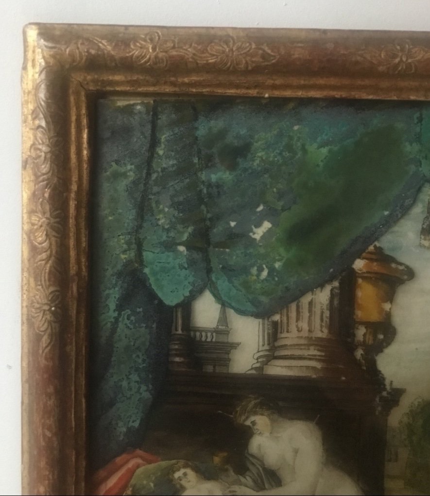 FIXÉ SOUS VERRE Moïse  enfant  DANS UN CADRE PROVENÇAL, XVIIIÈME-photo-1