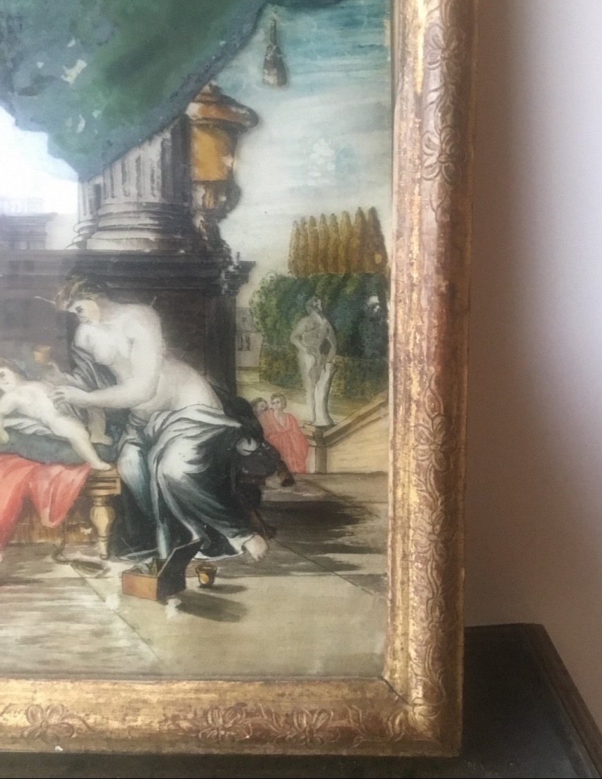 FIXÉ SOUS VERRE Moïse  enfant  DANS UN CADRE PROVENÇAL, XVIIIÈME-photo-3