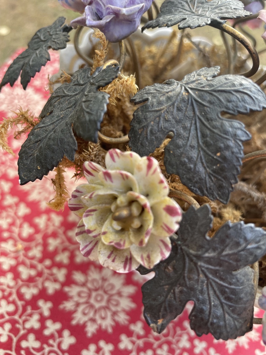 Porcelain Flower Basket Centerpiece -photo-3