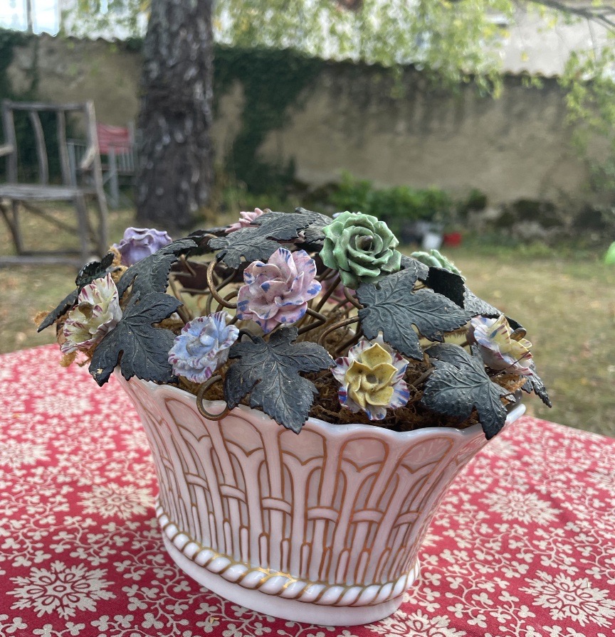 Porcelain Flower Basket Centerpiece -photo-4
