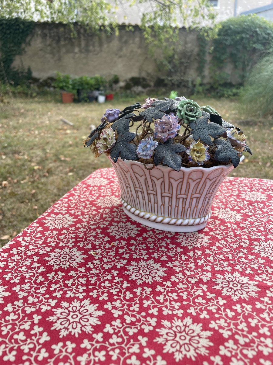 Porcelain Flower Basket Centerpiece -photo-7