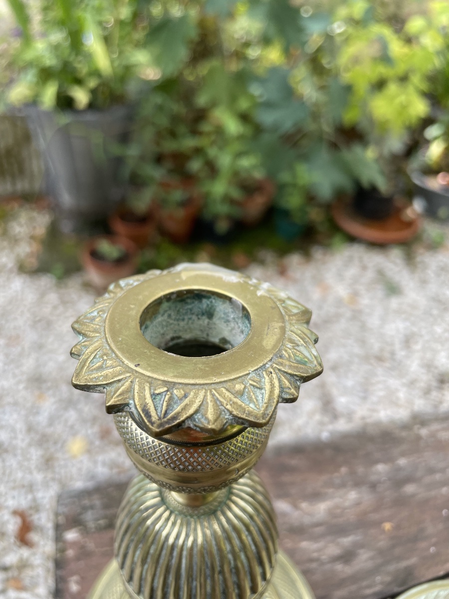 PAIRE DE FLAMBEAUX de toilette  EN BRONZE DORÉ D'ÉPOQUE EMPIRE,  XIXE-photo-5