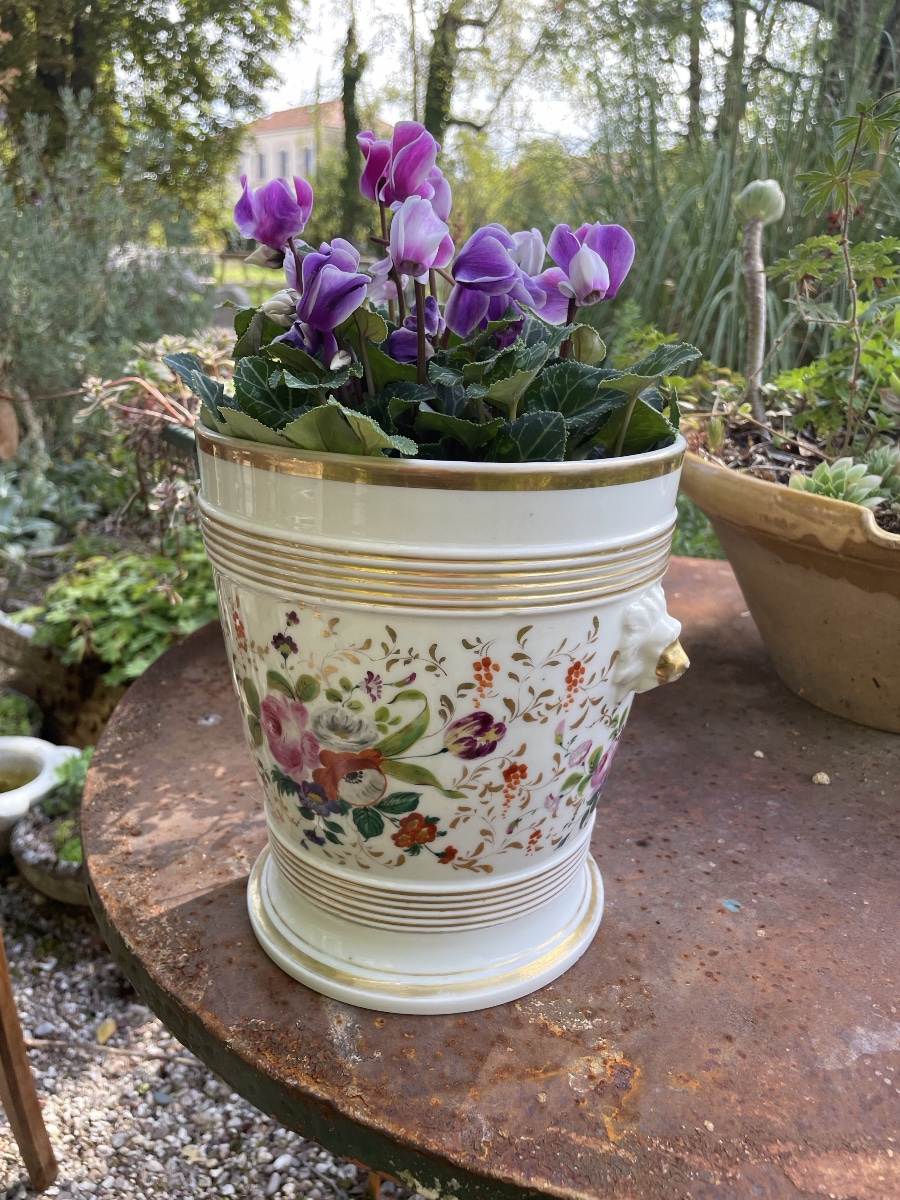 Paris Porcelain Planter And Saucer, A Nice Size -photo-1