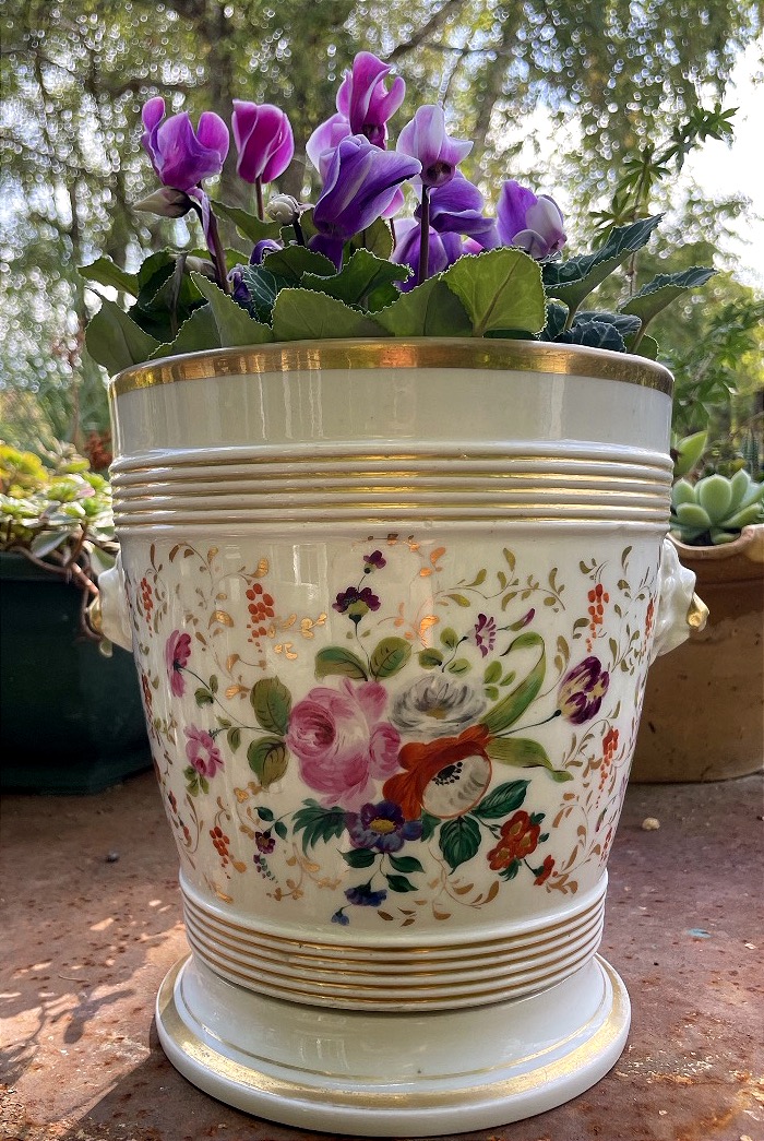 Paris Porcelain Planter And Saucer, A Nice Size 