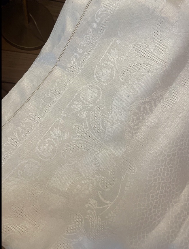 NAPPE ET SES 12 SERVIETTES EN LIN DAMASSÉ – MONOGRAMME Y B -photo-2
