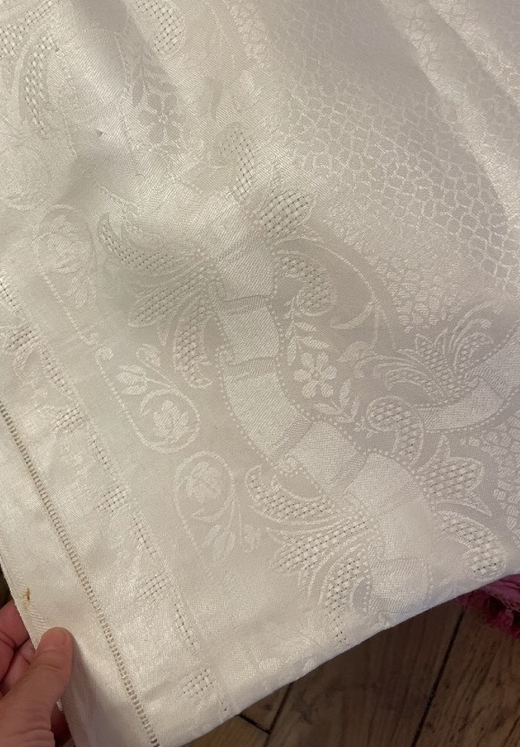NAPPE ET SES 12 SERVIETTES EN LIN DAMASSÉ – MONOGRAMME Y B -photo-4