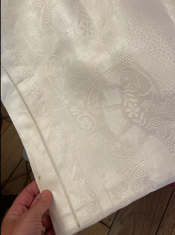 NAPPE ET SES 12 SERVIETTES EN LIN DAMASSÉ – MONOGRAMME Y B -photo-5