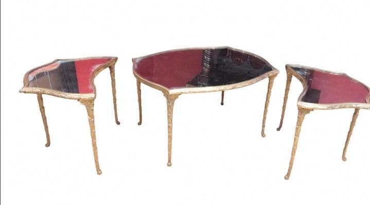 Bronze Coffee Table With Palm Tree Design By Attr Maison Baguès, Circa 1950–70-photo-2