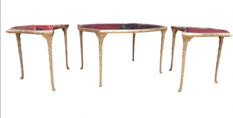 Bronze Coffee Table With Palm Tree Design By Attr Maison Baguès, Circa 1950–70-photo-3