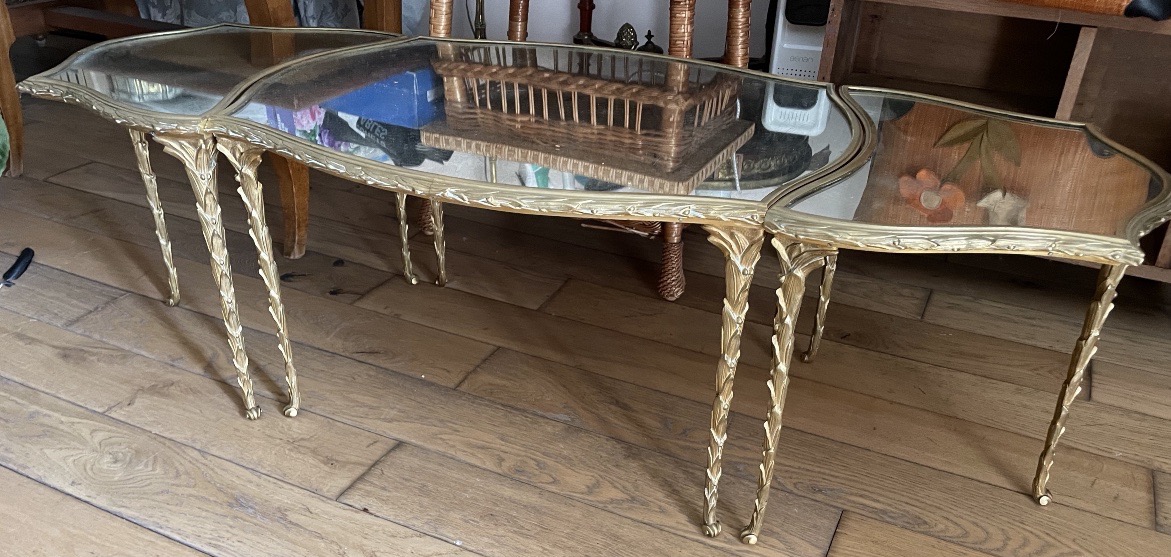 Bronze Coffee Table With Palm Tree Design By Attr Maison Baguès, Circa 1950–70-photo-5