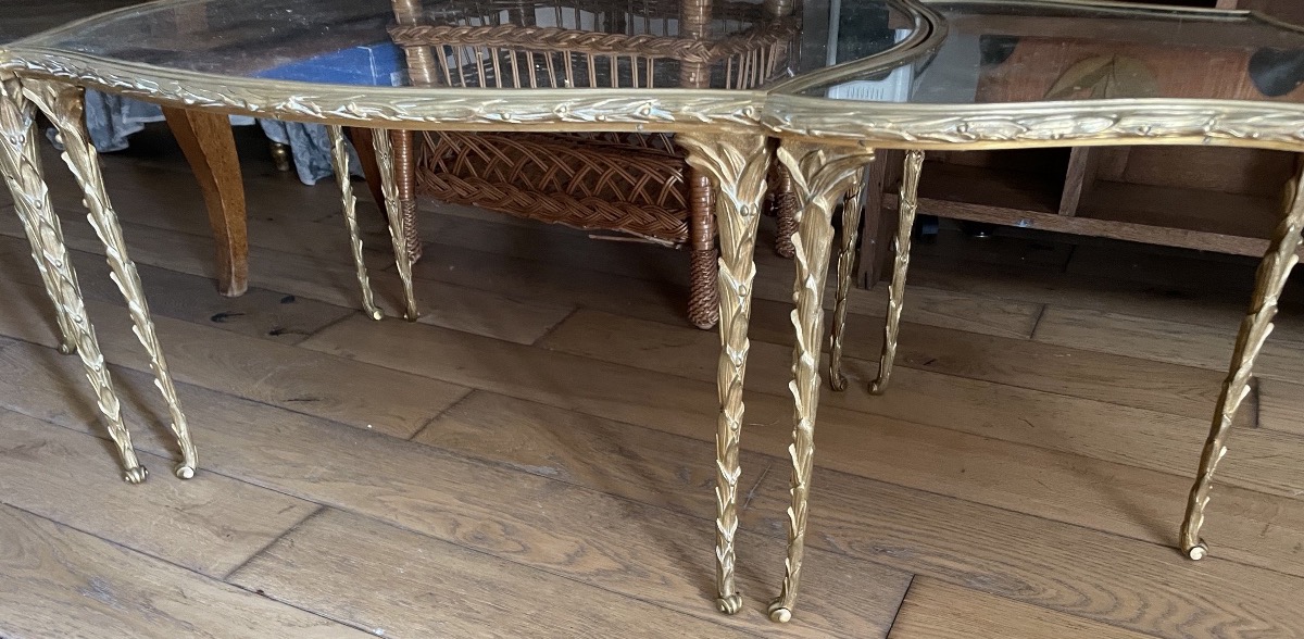 Bronze Coffee Table With Palm Tree Design By Attr Maison Baguès, Circa 1950–70-photo-6