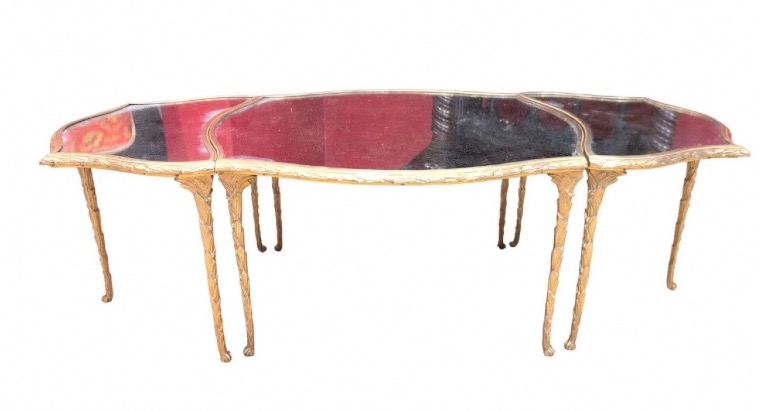 Bronze Coffee Table With Palm Tree Design By Attr Maison Baguès, Circa 1950–70