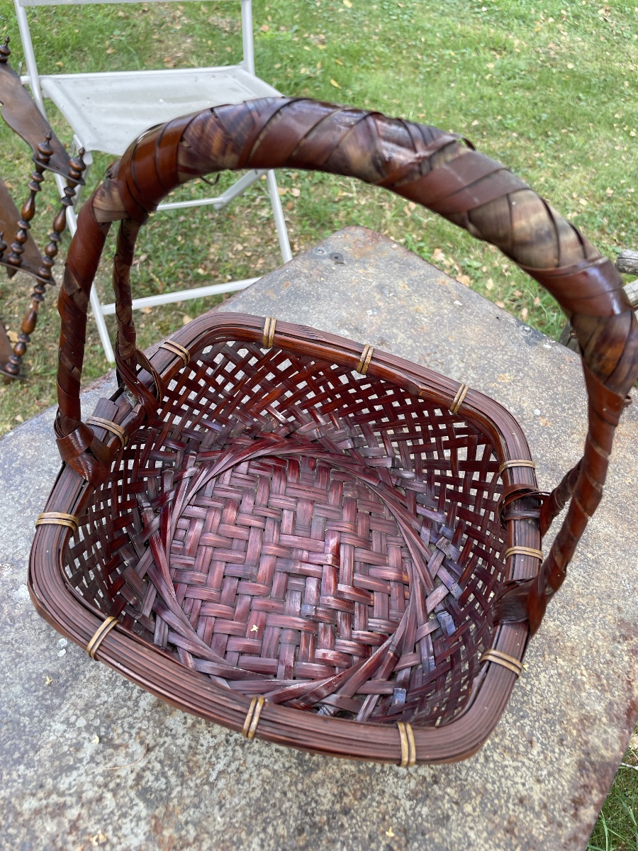 Panier à ikebana en bambou tressé , Japon -photo-7