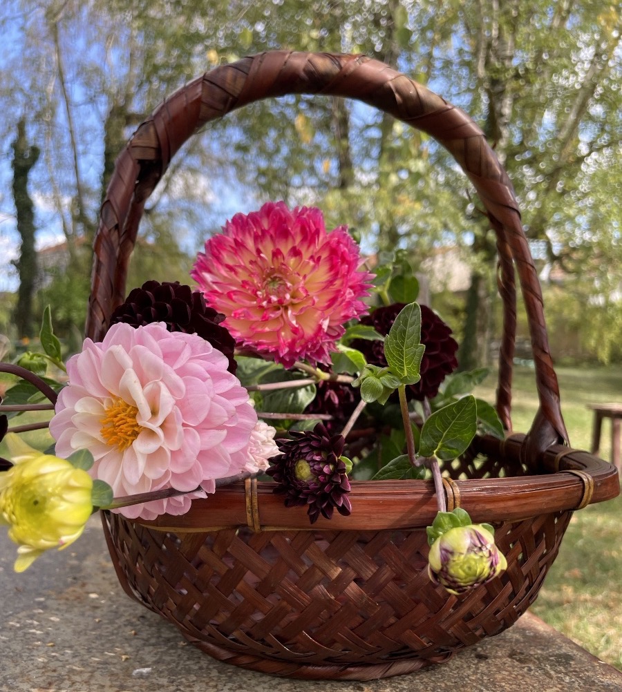 Panier à ikebana en bambou tressé , Japon 