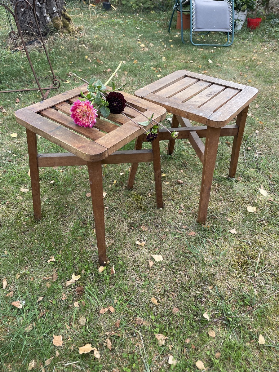 La paire de Tabourets d’atelier de peintre , bout de canapé , chevets -photo-8