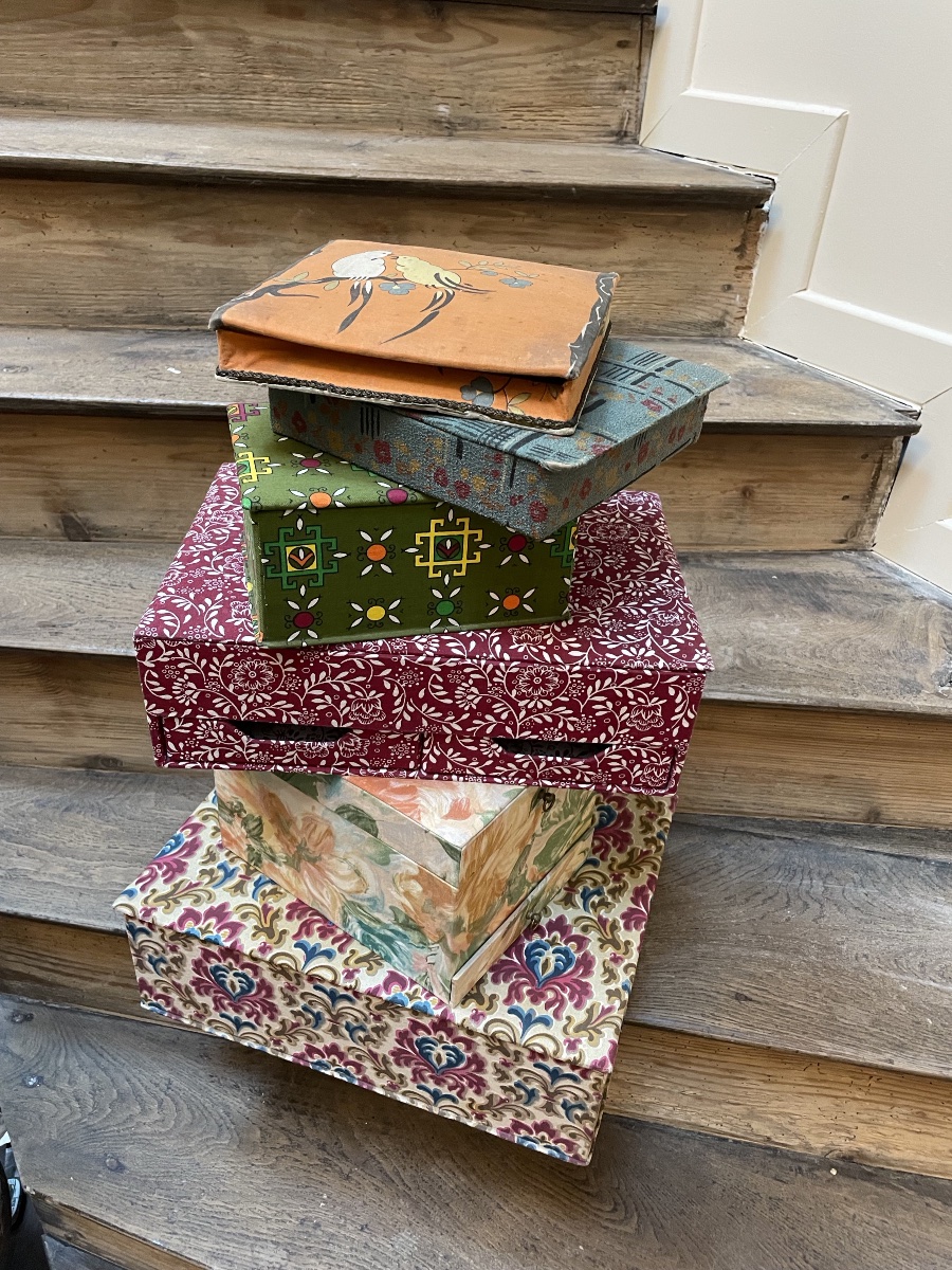 The Lot Of Vintage Fabric Boxes-photo-3