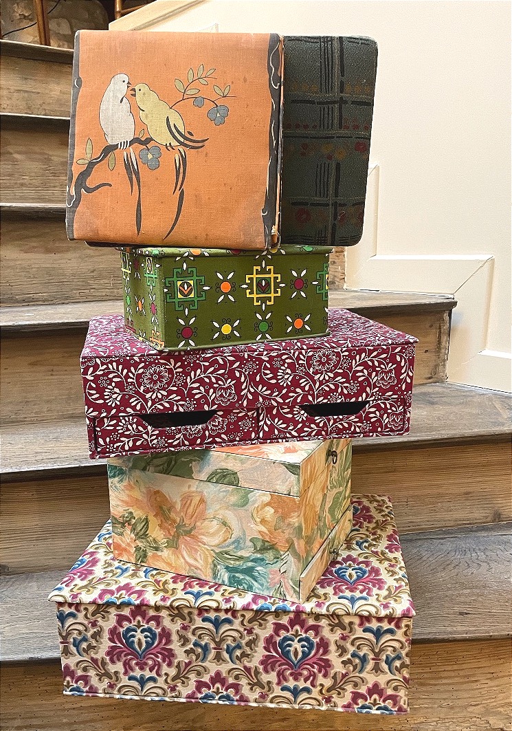 The Lot Of Vintage Fabric Boxes