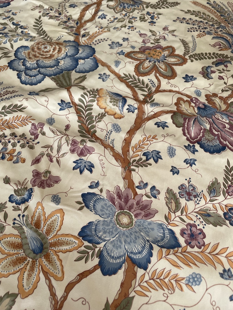 La paire de grands rideaux à décor d’indienne ( H254 x 200 cm) -photo-2