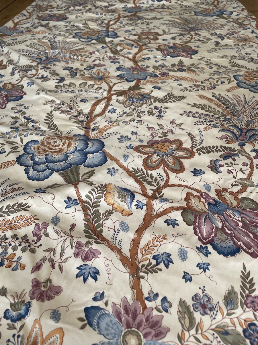 La paire de grands rideaux à décor d’indienne ( H254 x 200 cm) -photo-3