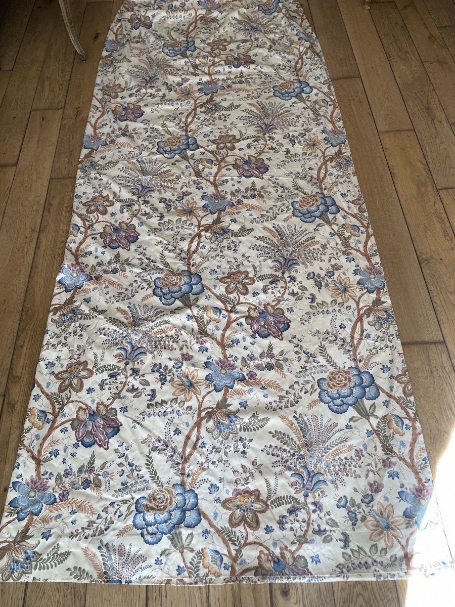 La paire de grands rideaux à décor d’indienne ( H254 x 200 cm) -photo-8