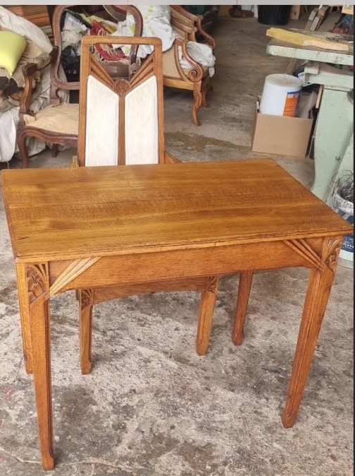 Majorelle Desk And Armchair Set - "pine Cone" (c. 1905)-photo-3