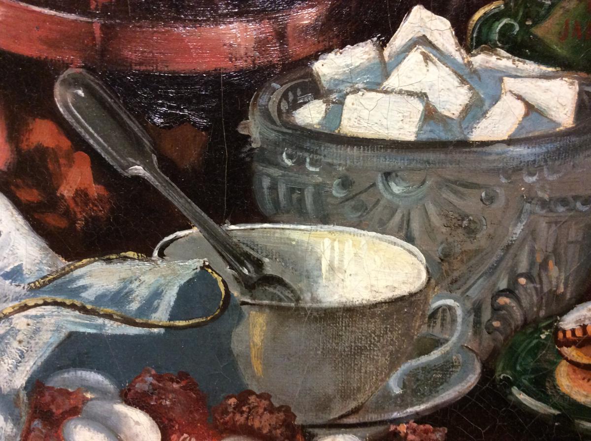 Oil On Canvas, Still Life With Sugar Bowl