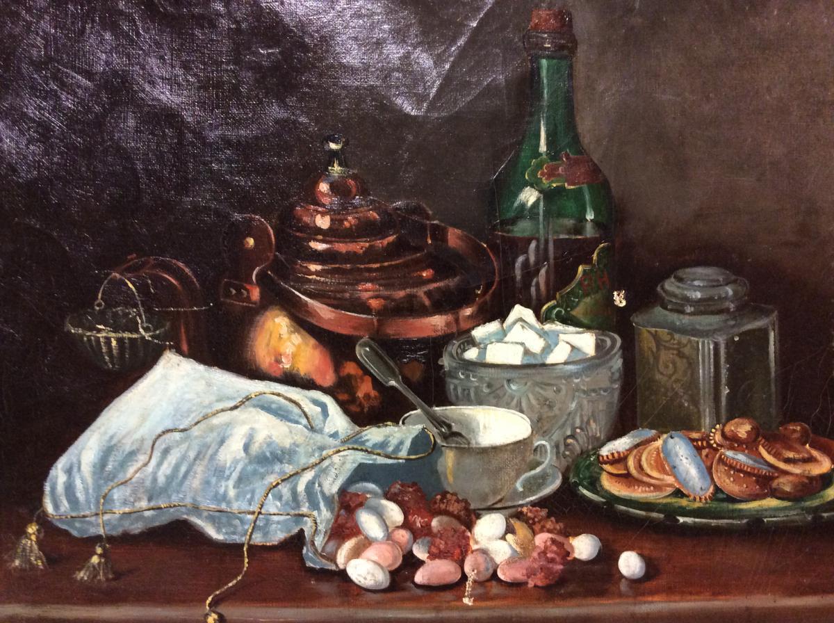 Oil On Canvas, Still Life With Sugar Bowl-photo-2