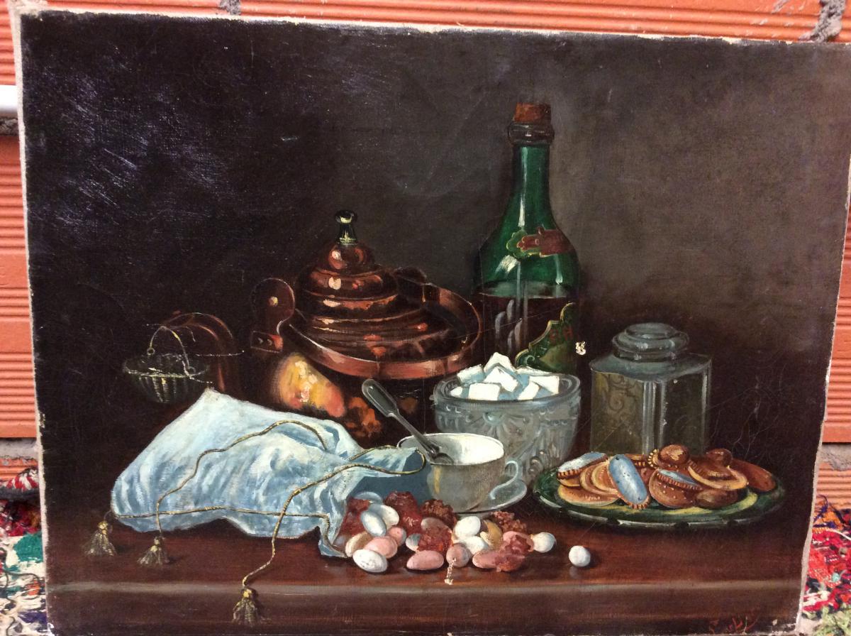Oil On Canvas, Still Life With Sugar Bowl-photo-1