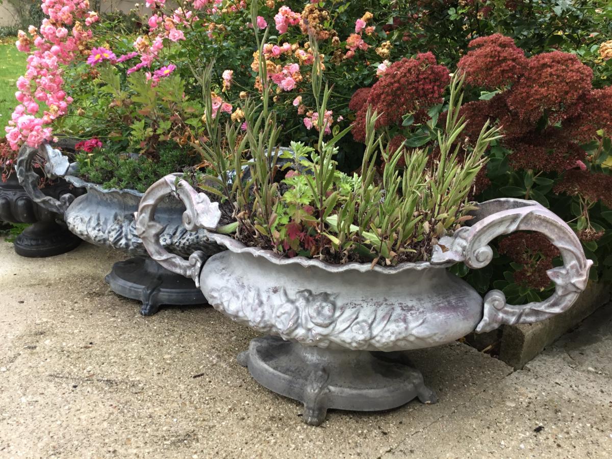 Large Pair Of Cast Iron Garden Basin (88 Cm), Nineteenth-photo-2