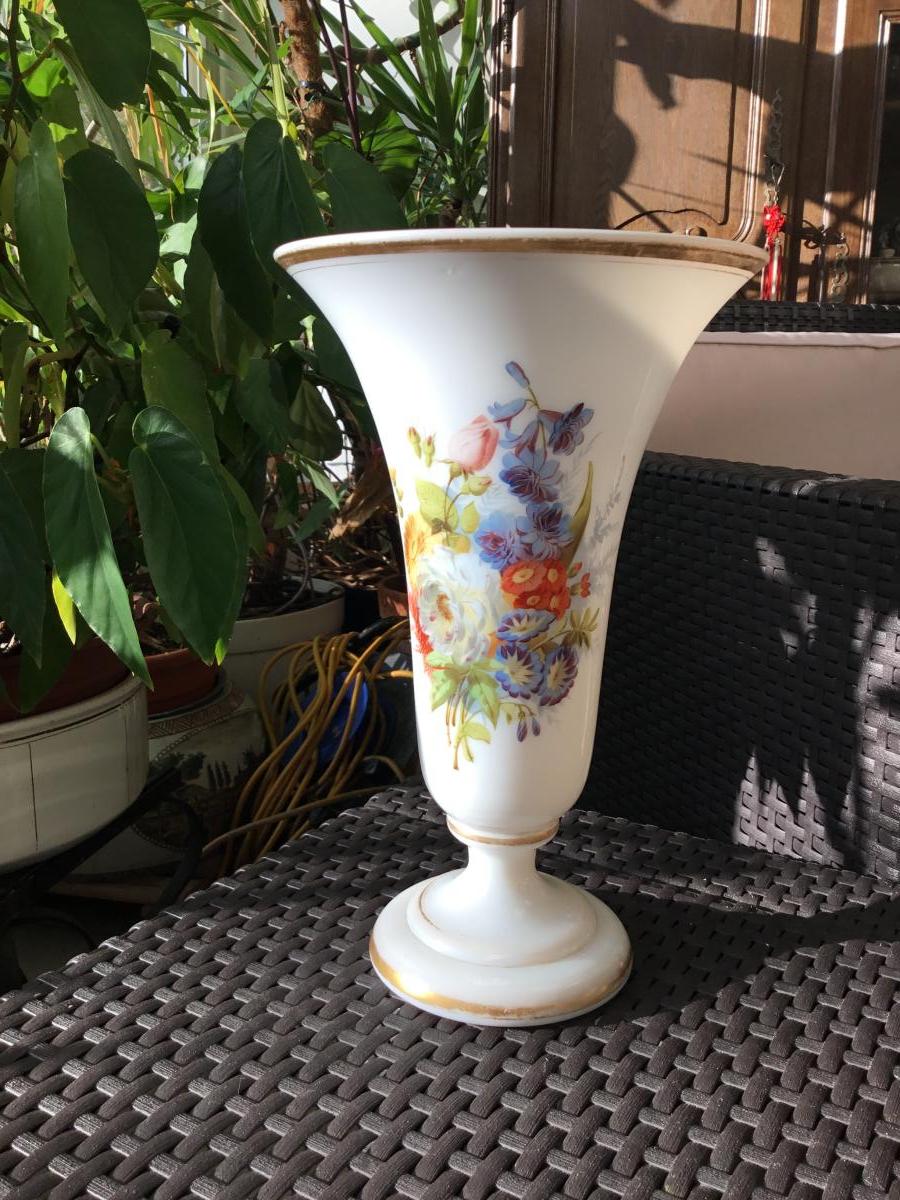 Grand Vase En Opaline , ( 30 cm) Napoléon III-photo-3