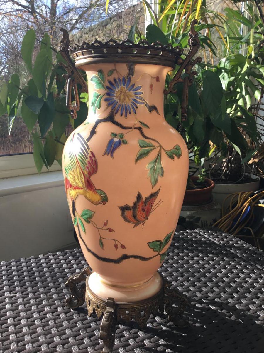 Grand Vase En Opaline Et Bronze Dore (37cm) Napoleon III -photo-4