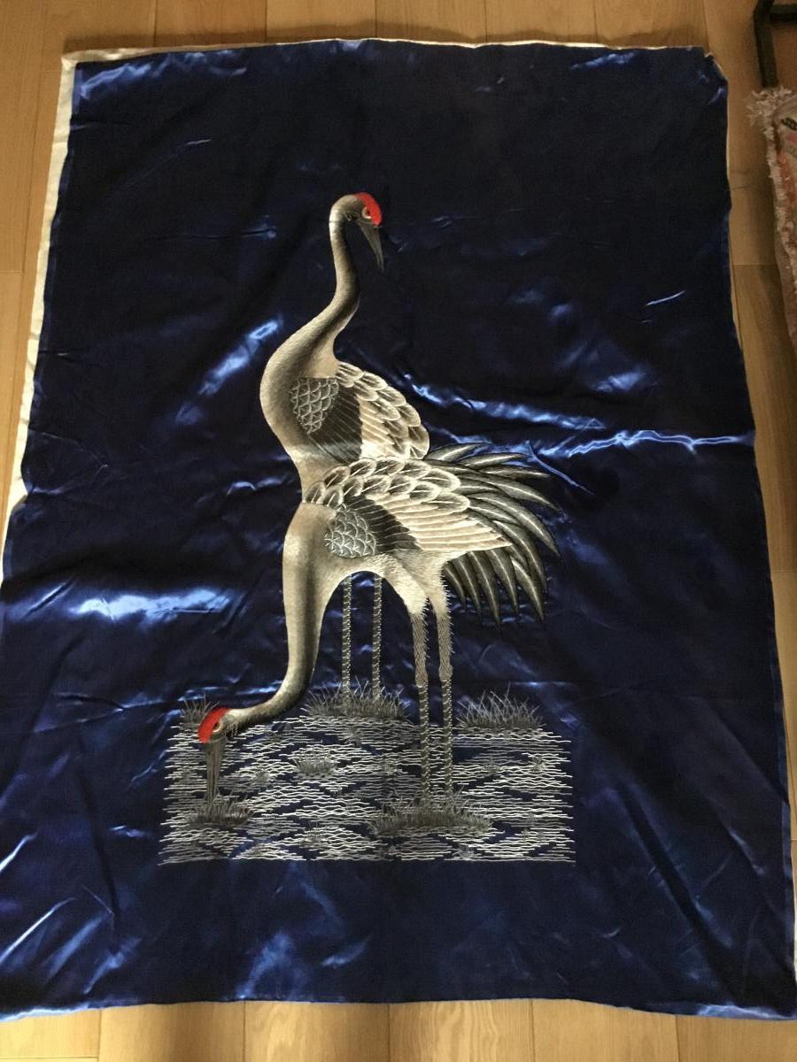 Japanese Embroidery The Cranes, 1900s-photo-4