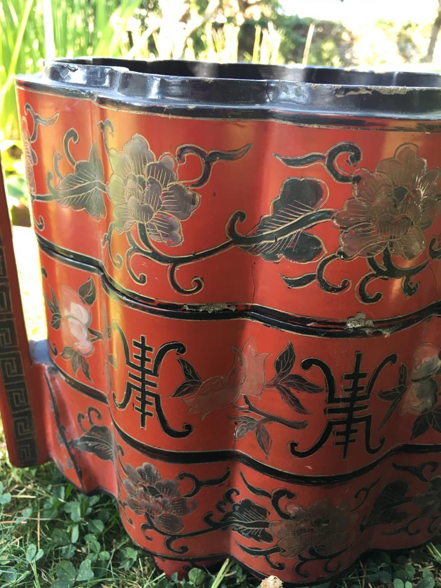Picnic Box In Red Lacquer, China, Nineteenth-photo-4
