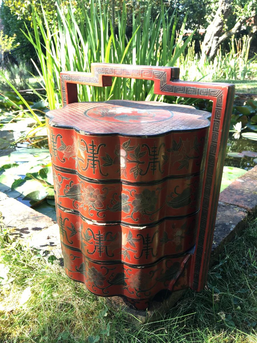 Picnic Box In Red Lacquer, China, Nineteenth-photo-3