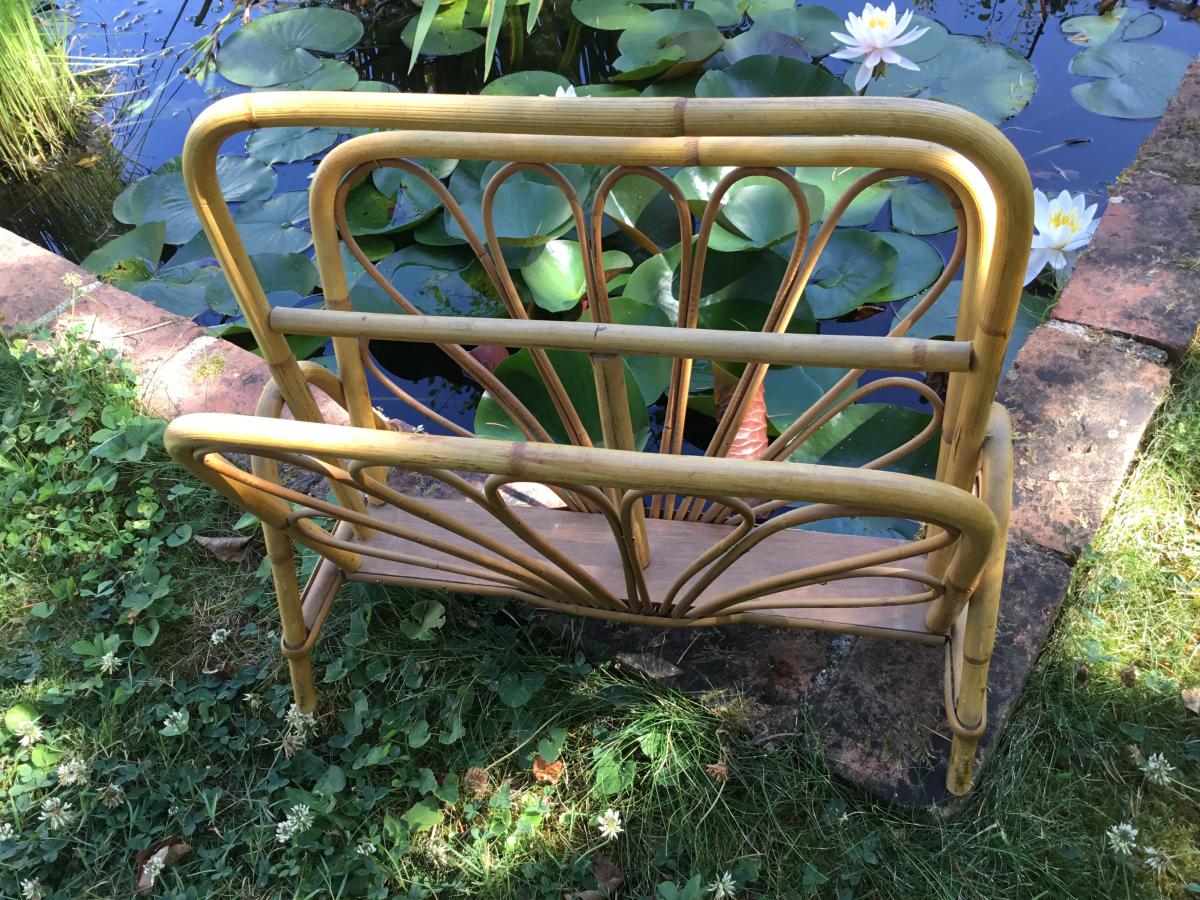 Magazine Holder In Bamboo, Twentieth-photo-2