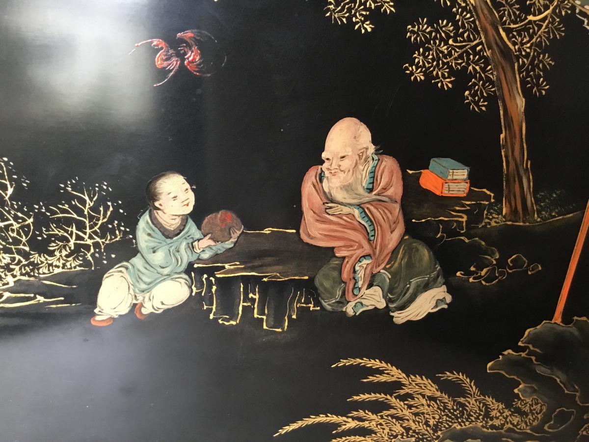 Painted Lacquer Panel, China, Early Twentieth-photo-4
