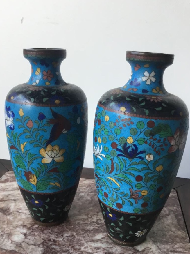 Pair Of Cloisonne Enamelled Vases, Japan, Edo Period