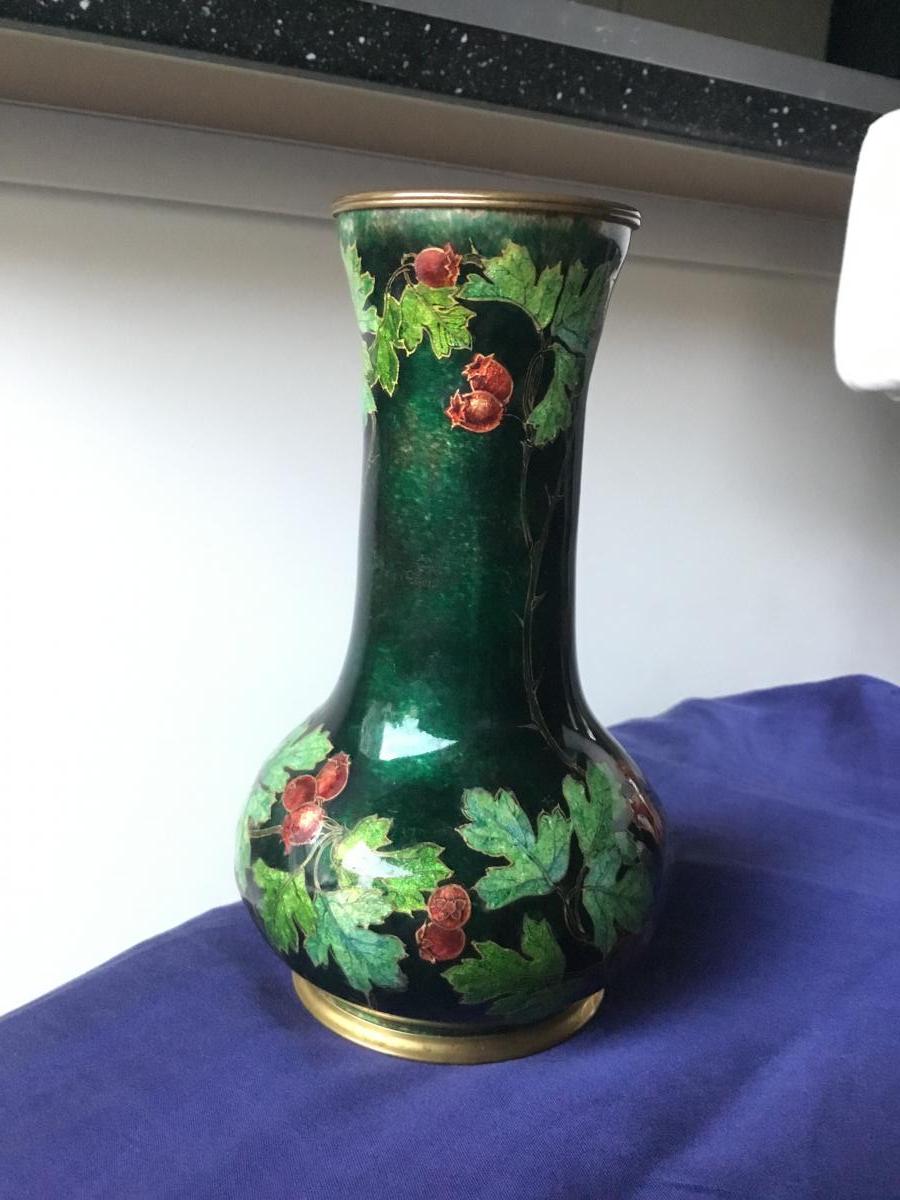 Jules Sarlandie (1874-1934), Vase émaillé Art Nouveau-photo-2