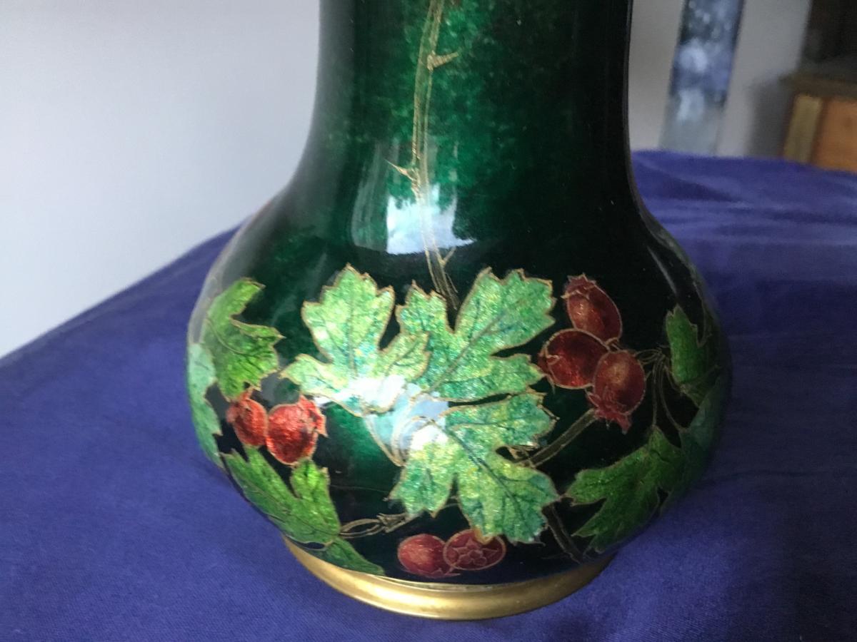 Jules Sarlandie (1874-1934), Vase émaillé Art Nouveau-photo-1