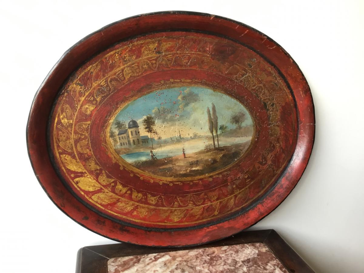 Tray In Painted Metal Early Nineteenth-photo-2