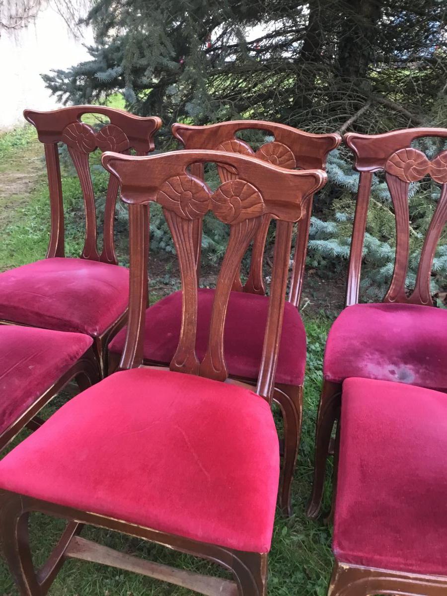 Suite De 6 Chaises Art Nouveau (12 Dispo) Dlg E. Gaillard-photo-3