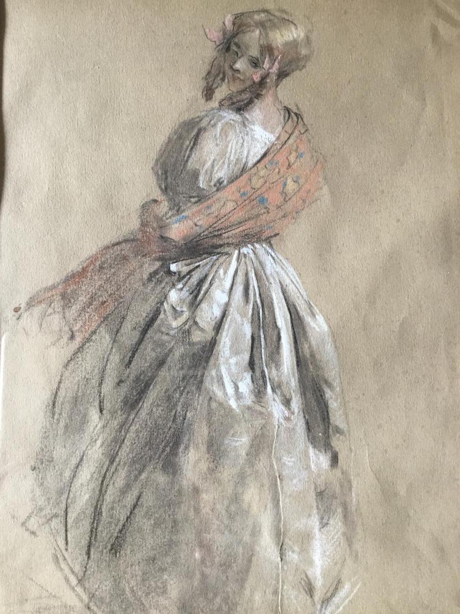 Antoine Calbet 1860-1944. "elégante Au Châle."  