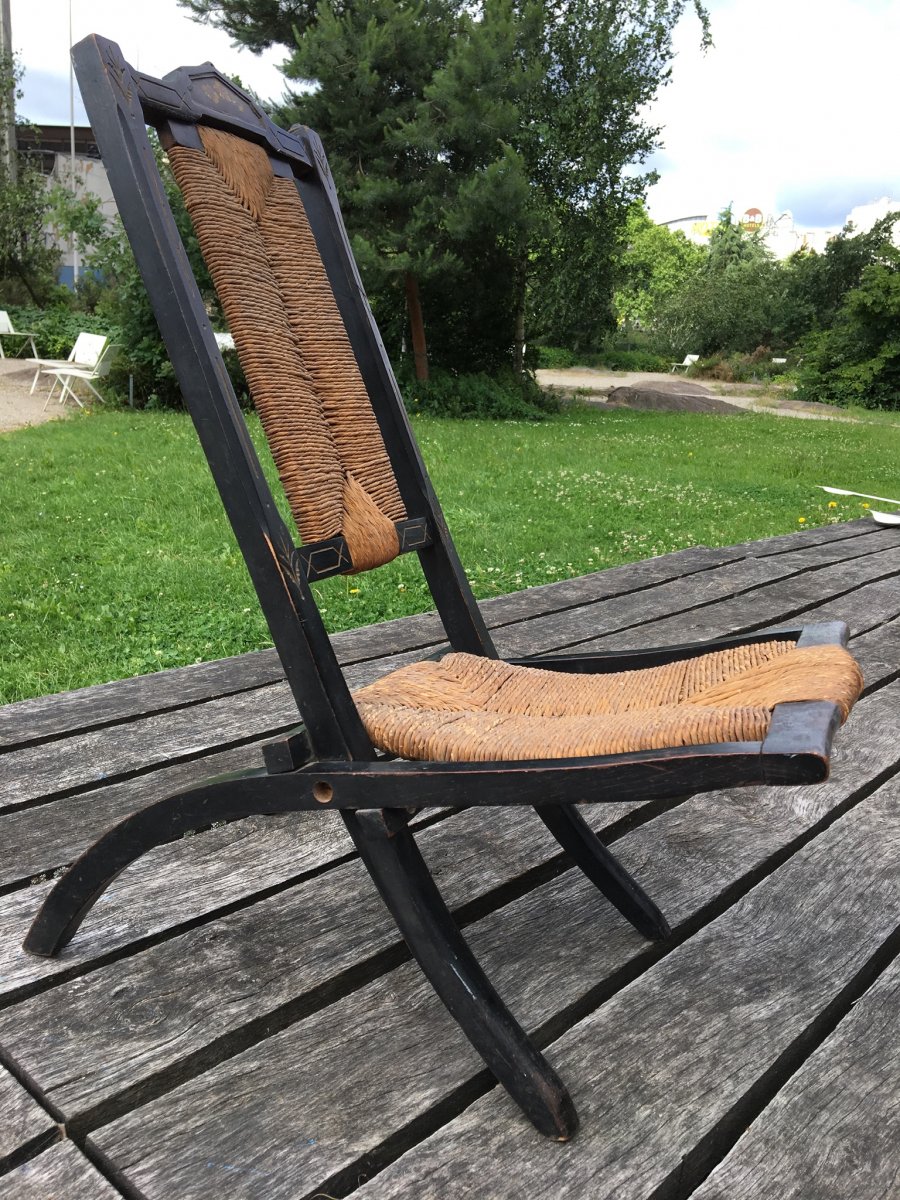 Chaise pliante d’enfant en bois noirci, Napoléon III-photo-3