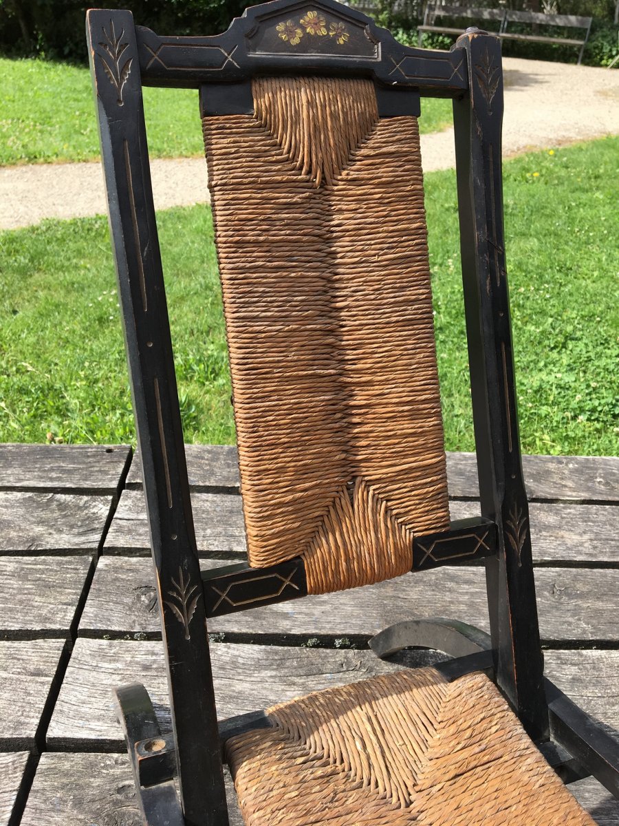 Chaise pliante d’enfant en bois noirci, Napoléon III-photo-1