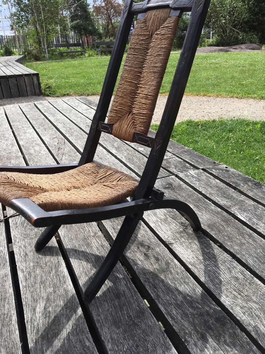 Chaise pliante d’enfant en bois noirci, Napoléon III-photo-3