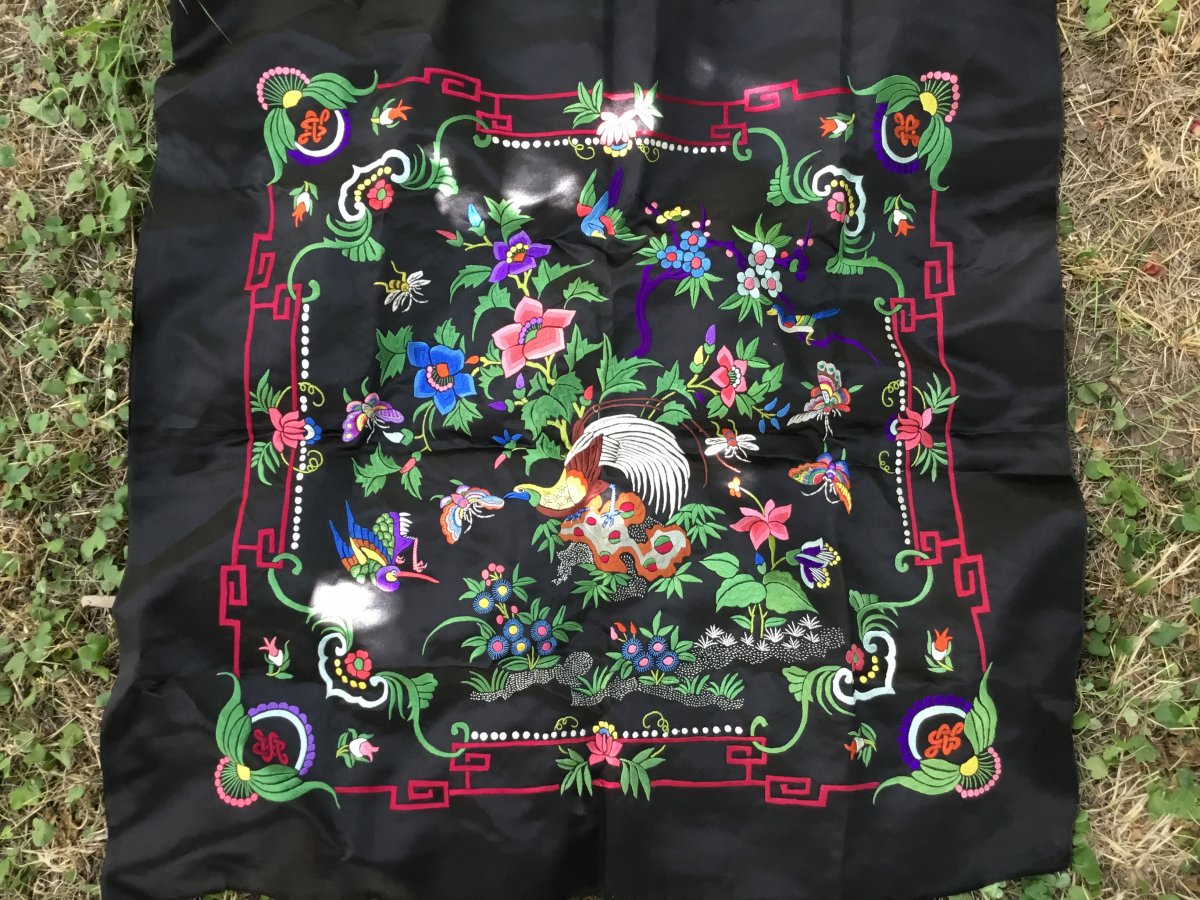 Embroidered Black Silk Square, China-photo-2