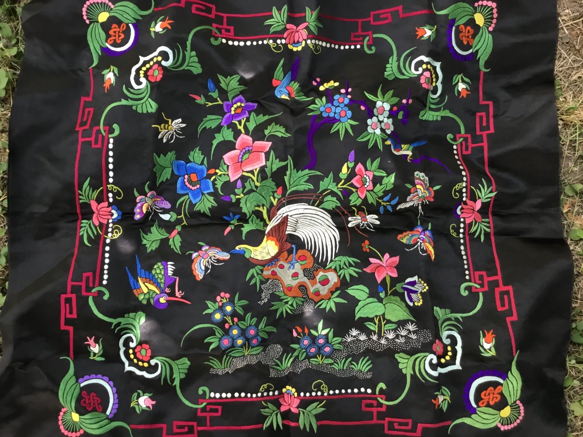 Embroidered Black Silk Square, China-photo-4